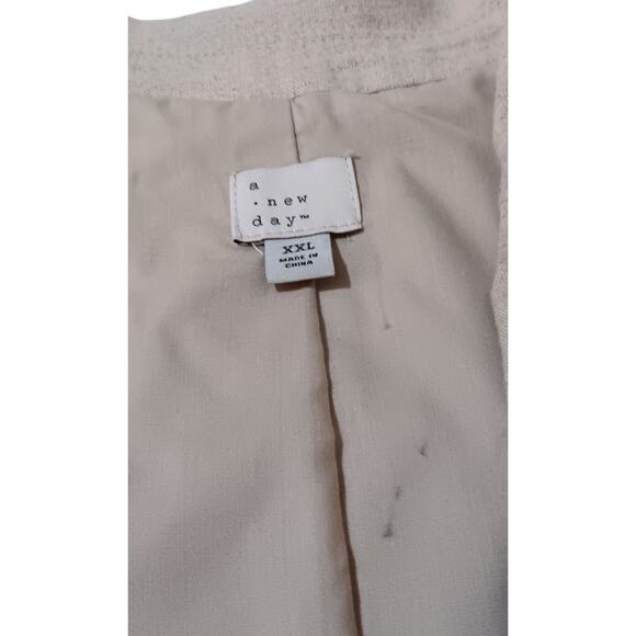Neutral Linen Blend Blazer Jacket 2X Tan‎ Beige Versatile Minimalist Career Work - Picture 9 of 12